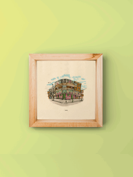 Fachada bogotana «Galán» - reproducción Giclée - madera natural